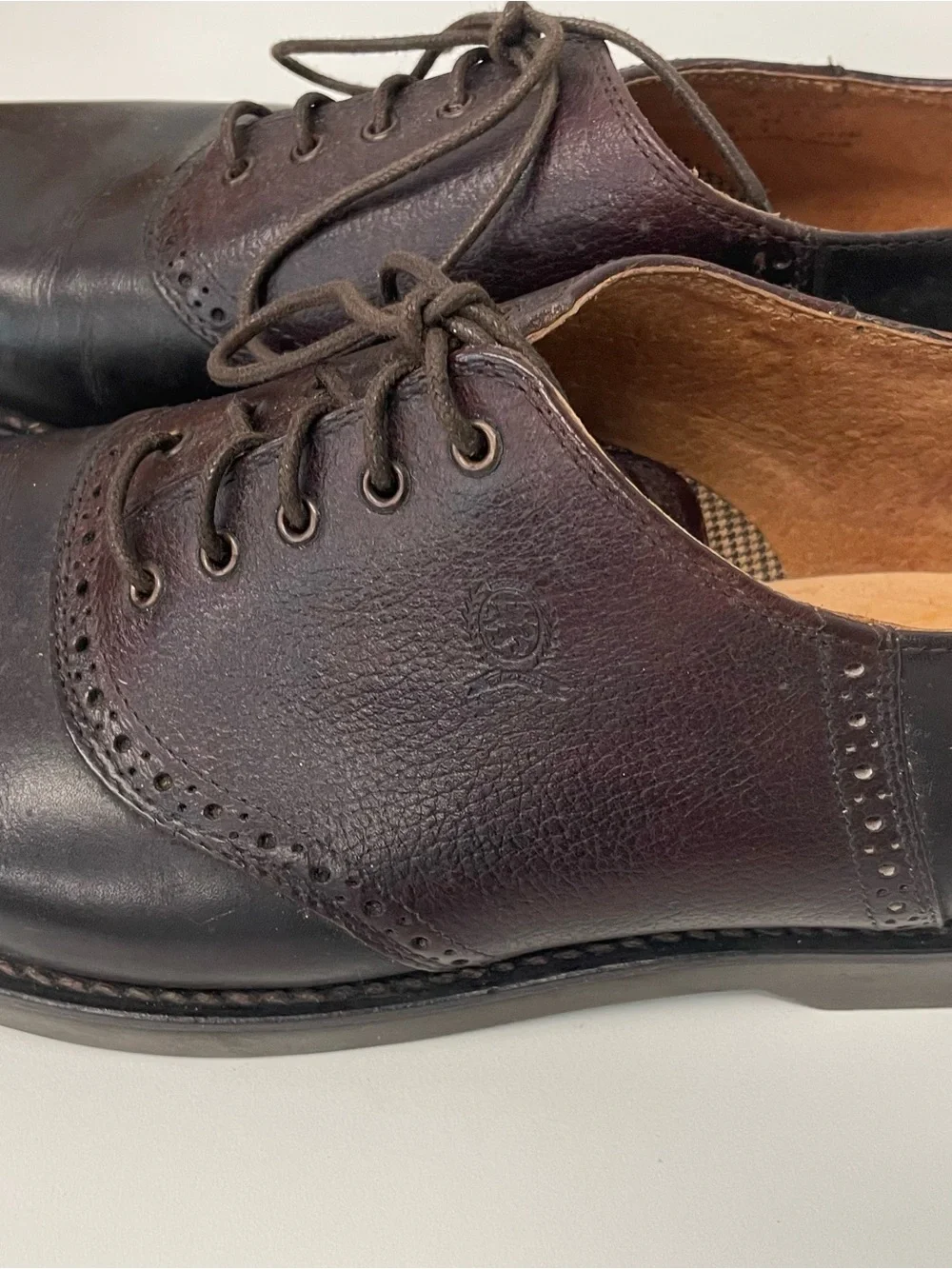Tommy Hilfiger Men's Dark Brown Two-Tone Leather Oxfords